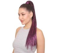 HPO Long Tinsel Ponytail Wig - Sparkling High Pony Extension for Cosplay, Halloween, Christmas & Festivals | Lightweight Design for All Day Comfort - Violet