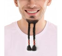 HPO Men’s Captain Sparrow Goatee Long Black Beard, Human Hair with Flame-Retardant Synthetic Fiber for Cosplay - Pirate Movie Beard