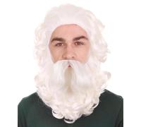 HPO Men’s Santa Wig & Beard Set - White Cosplay Wigs for Christmas, Fancy Dress, Community Events & Holiday Costume Parties