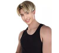 HPO Men’s Short Blonde Wig - 90s Style Lightweight Adjustable Hairpiece for Retro Costume, Cosplay, Halloween or Themed Parties