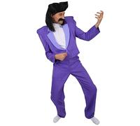 HPO Men's 80's Rock Star Dark Purple Suit with Matching Pant | Premium Halloween Dress Outfit for Men | Ideal Cosplay Costumes for Themed Party and Christmas - L