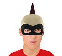 HPO Men's Animated Movie Family Superhero Wig with Mask Set | Adult Halloween Cosplay Party Wigs for Men | Breathable with Flame-retardant - Burgundy