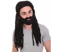 HPO Men's Braided Black Dreadlocks Wig, Long Length for Sci-Fi Movies, Premium Breathable Capless Design, Flame-Retardant Synthetic Fiber