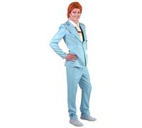 HPO Men's Classic 70’s British Rockstar Costume, Adult Synthetic Fabric Outfit Perfect for Halloween Party and Christmas, Light Blue - Small