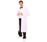 HPO Men's Crazy Scientist Doctor Robe Coat White Fancy Costume | Ideal for Cosplay Halloween Synthetic Fabric - Medium