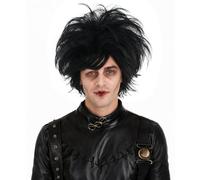 HPO Men's Edward Black TV/Movie Wigs - Premium Breathable Capless, Adjustable Inner Cap, Halloween, Cosplay, Theater & Parties