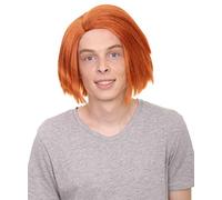 HPO Men's Evil Killer Doll Chuck Ginger Wig, Short Scary Play Movie Classic, Halloween Wig - Orange