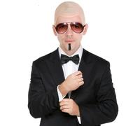 HPO Men's Instant MR Worldwide Superstar Kit with Black Goatee Beard & Bald Cap (Sunglasses Not Included) - Perfect for Cosplay and Pop Culture Fans