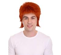 HPO HALLOWEEN PARTY ONLINE Men's Legendary 70's British Pop Star Wig for Adults Orange Flame-Resistant Synthetic Fiber