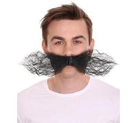 HPO Men's Mechanical Genius Headwear with Curly Mustache Flame-Retardant Synthetic Fiber, Black