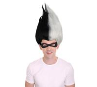 HPO Men's TV/Movie Character Cosplay Wig with Mask Set | Adult Flame-Retardant Hair | Ideal for Halloween, Themed Party, and Christmas Fest - Black & White