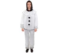 HPO Men's Vintage Pierrot Clown Costume, Scary Halloween Outfit