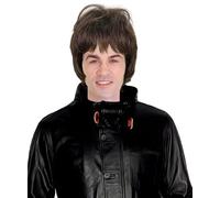 HPO Men's Wavy 90’s English Singer Wig - Adult Rock Star Short Brown Wigs for Men | Retro 70's 80's Halloween Cosplay Music Icon Hair