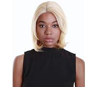 HPO Mina Straight 12 Inch Long 4X4 Hand-Tied Lace Front Wig, Heat Resistant Fiber, 20+ Shades of Natural, Dip Dyed, & Blended Colors (#BX6327 - Golden Blonde over Dark Blonde)