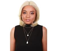 HPO Mina Straight 12 Inch Long 4X4 Hand-Tied Lace Front Wig, Heat Resistant Fiber, 20+ Shades of Natural, Dip Dyed, & Blended Colors BLT-0101 (Light Blonde)