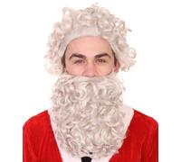 HPO Realistic Deluxe Long Gray Santa Claus Wig and Beard Set for Men Women | Adult Christmas Costumes Party Cosplay Dress up Props | Xmas Wig Set Costume Accessory