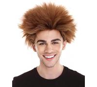 HPO Spooky Men's Fuzzy Werewolf Wig, Halloween Costume Accessory, Soft Fiber Hair, Flame-retardant Fiber, Brown