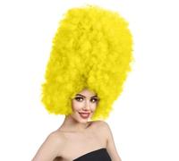 HPO Super Sized Jumbo Afro Wig with Multiple Colors | Large Curly Texture Classic Bonded 70s Outfits Afro Wig for Halloween, Cosplay, and Parties, Yellow