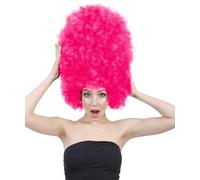 HPO Super Sized Jumbo Afro Wig with Multiple Colors | Large Curly Texture Classic Bonded 70s Outfits Afro Wig for Halloween, Cosplay, and Parties, Neon Pink