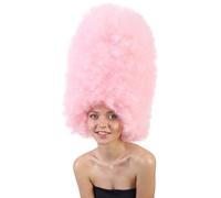 HPO Super Sized Jumbo Afro Wig with Multiple Colors | Large Curly Texture Classic Bonded 70s Outfits Afro Wig for Halloween, Cosplay, and Parties, Light Pink