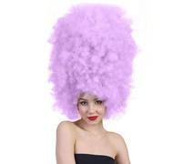 HPO Super Sized Jumbo Afro Wig with Multiple Colors | Large Curly Texture Classic Bonded 70s Outfits Afro Wig for Halloween, Cosplay, and Parties, Light Purple