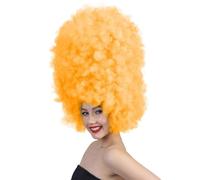 HPO Super Sized Jumbo Afro Wig with Multiple Colors | Large Curly Texture Classic Bonded 70s Outfits Afro Wig for Halloween, Cosplay, and Parties, Orange
