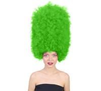 HPO Super Sized Jumbo Afro Wig with Multiple Colors | Large Curly Texture Classic Bonded 70s Outfits Afro Wig for Halloween, Cosplay, and Parties, Neon Green