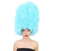HPO Super Sized Jumbo Afro Wig with Multiple Colors | Large Curly Texture Classic Bonded 70s Outfits Afro Wig for Halloween, Cosplay, and Parties, Light Blue