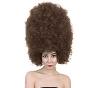HPO Super Sized Jumbo Afro Wig with Multiple Colors | Large Curly Texture Classic Bonded 70s Outfits Afro Wig for Halloween, Cosplay, and Parties, Brown