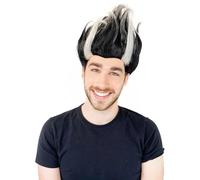 HPO Superhero Doctor Mens Wig | Black & White Halloween Wig | Premium Breathable Capless Cap