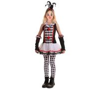 HPO Teen’s Tricksy Honey Costume - Black & White Diamond Dress with Ruffled Collar | Outfit for Halloween Cosplay, Masquerade & Themed Party - 5-6 Y