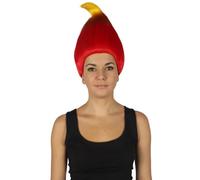 HPO Tri-Color Troll Wig for Pointy Troll Fairy Wig with Blue, Women's Halloween Cosplay Costumes for Adults - Red Yellow & Orang