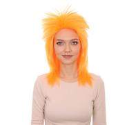 HPO Unisex 80's Punk Rocker Mullet Wig - Breathable with Flame-Retardant | Ideal for Cosplay, Halloween, and Anime Party - Light Orange