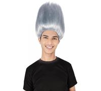HPO Unisex Adult Straight Troll Wigs Collections | Costume Wig for Men and Women | Halloween Colorful 80s Wig | Trolls TV Movie Cosplay Costume Accessories - Dark Grey