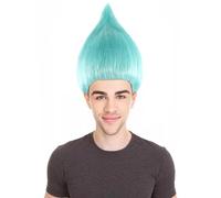 HPO Unisex Adult Troll Wigs Collections | Costume Wig for Men and Women | Halloween Colorful 80s Wigs | Trolls TV Movie Cosplay Costume Accessories - Light Blue