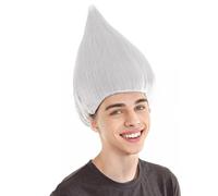 HPO Unisex Adult Troll Wigs Collections | Costume Wig for Men and Women | Halloween Colorful 80s Wigs | Trolls TV Movie Cosplay Costume Accessories - White