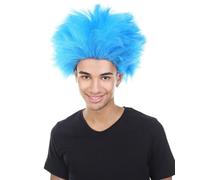 HPO Unisex Blue Spiky Troll Wig | Premium Breathable Capless Cap Design | Synthetic Fiber Wigs for Men and Women | Adult Halloween and Costume Party Wig