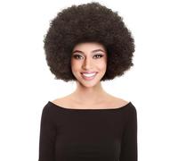 HPO Unisex Brown Afro Curly Wig - Voluminous Style for 70s Disco Fancy Dress for Halloween and Cosplay Partie