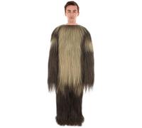 HPO Unisex Long Hairy Elder Warrior Ape Costume - Brown & Blonde Military Fighter Yeti Jacket & Pant for Halloween