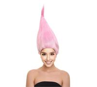 HPO Unisex Troll Wig | Light Pink Tall Trolls Wigs for Men and Women | Ideal Halloween Cosplay Costumes Wig for Adult oe 80's Troll Party