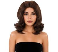 HPO VIVA Women's Nova Short Wig - Short Layers with Long Bangs in Brown Color Options, High Heat Resistance Fiber Ideal for Elegant Appearance