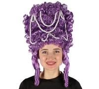 HPO Women Beehive Wig - Elegant French Queen Style with Breathable Standard Cap - Perfect for Cosplay and Halloween, Flame-Retardant Fiber, Dark Parple