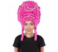 HPO Women Beehive Wig - Elegant French Queen Style with Breathable Standard Cap - Perfect for Cosplay and Halloween, Flame-Retardant Fiber, Fuchsia