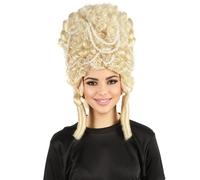 HPO HALLOWEEN PARTY ONLINE Women Beehive Wig - Elegant French Queen Style with Breathable Standard Cap - Perfect for Cosplay and Halloween, Flame-Retardant Fiber, Blonde