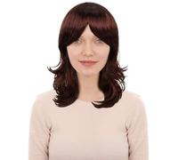 HPO Women’s 70s Disco Wig - Short Wavy Dark Auburn Fancy Dress - Perfect for Retro Themed Halloween & Cosplay Parties