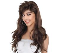 HPO Women’s 90s Mahogany Brown Mall Bangs Wig - Retro Costume Hairpiece for Halloween, Cosplay, Themed Parties & Decade Events