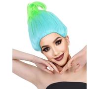 HPO HALLOWEEN PARTY ONLINE - Women’s Bluish Troll Wig - Green & Blue Fantasy Costume Wig for Adults - Capless Cosplay Hairpiece with Breathable Fit - Adult