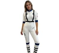 HPO Women’s White Astronaut Costume, Space Explorer Jumpsuit with All in One Jumpsuit, Ideal for Halloween, Roleplay, Cosplay & Themed Parties - X-Small