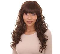 HPO Women's Anti-Hero Cosplay Long Curly Wig | Adult Stylish Ideal for Halloween Character Role Play and Costume Parties | Design for Comfort - Brown