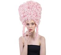 HPO Women's Baroque French Revolution Queen Marry Wig, Multiple Color Option, Flame-retardant Synthetic Fiber (Pink)